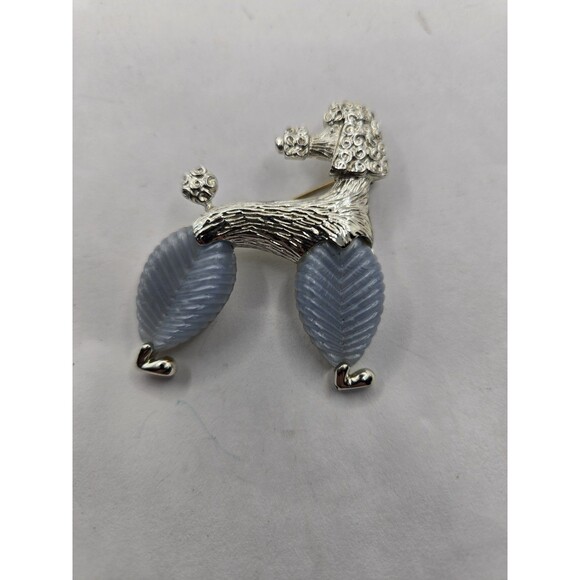 Vintage Marboux by Marcel Boucher Poodle Dog Brooch ‑ Titanium Tone ‑ Signed Ani - Picture 1 of 7